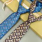Burberry Style Men's Monogram Pattern Silk Tie - Detail Image 10