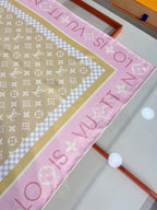 Louis Vuitton Style Monogram Silhouette Double-Sided Silk Scarf - Pastel - Detail Image 3