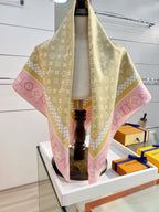 Louis Vuitton Style Monogram Silhouette Double-Sided Silk Scarf - Pastel - Detail Image 4