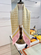 Louis Vuitton Style Monogram Silhouette Double-Sided Silk Scarf - Pastel - Detail Image 5