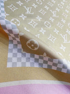 Louis Vuitton Style Monogram Silhouette Double-Sided Silk Scarf - Pastel - Detail Image 6