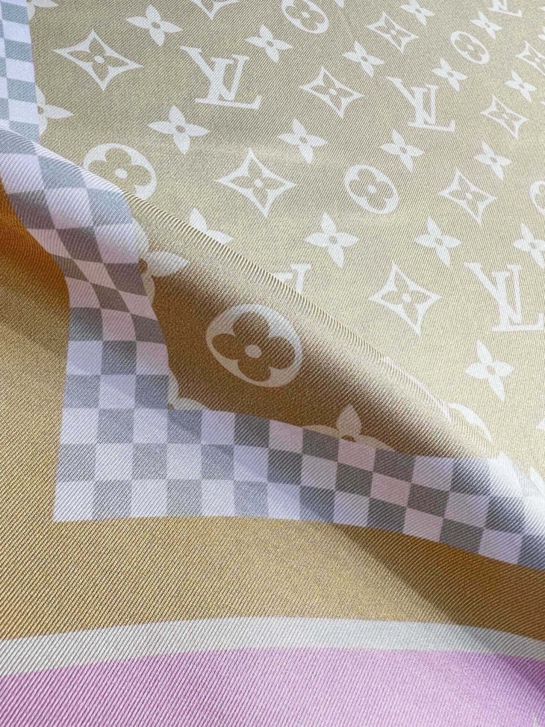 Louis Vuitton Style Monogram Silhouette Double-Sided Silk Scarf - Pastel - Detail Image 6