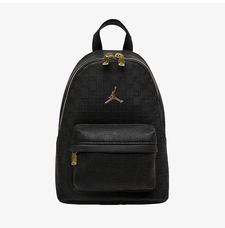 Jordan Monogram Mini Backpack | Gold Jumpman Logo Bag | Black / Gold