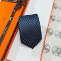 Hermès Style Men's Micro Pattern Silk Tie - Detail Image 5