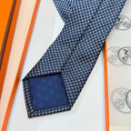 Hermès Style Men's Micro Pattern Silk Tie - Detail Image 6
