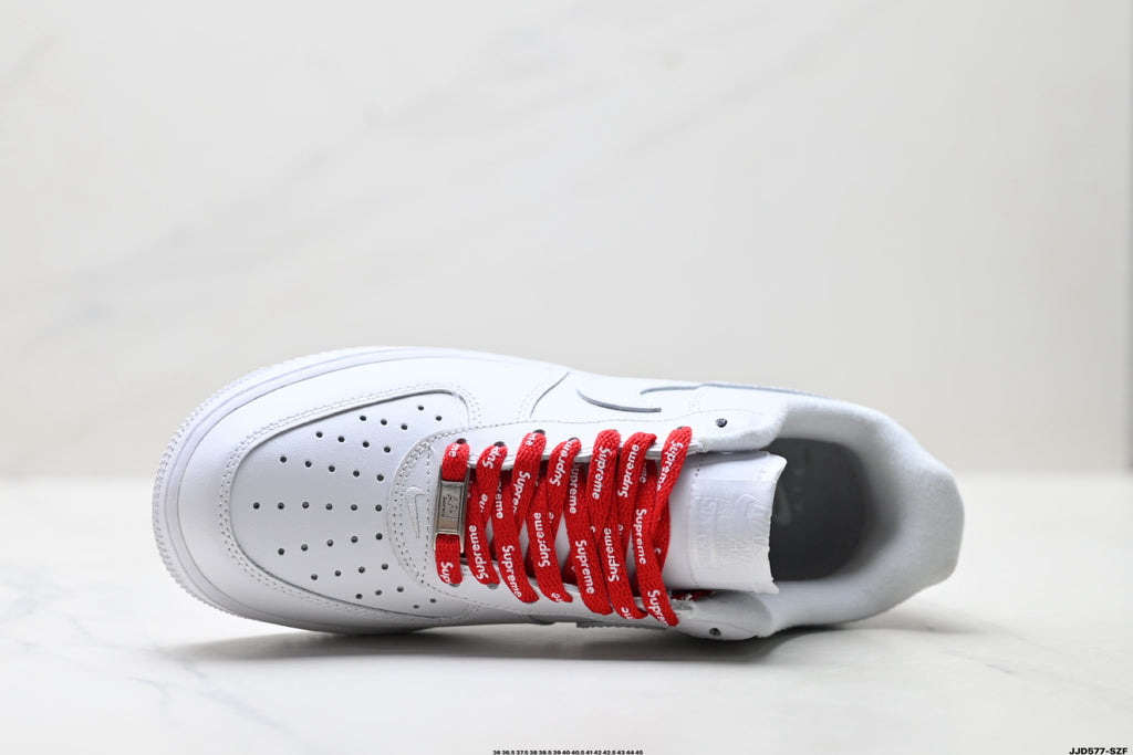 NIKE AIR FORCE 1 '07 LOW-TOP CASUAL SNEAKERS – WHITE/RED