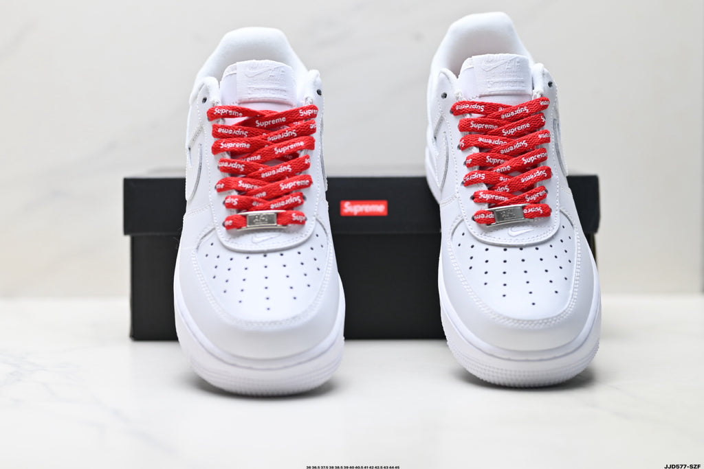 NIKE AIR FORCE 1 '07 LOW-TOP CASUAL SNEAKERS – WHITE/RED
