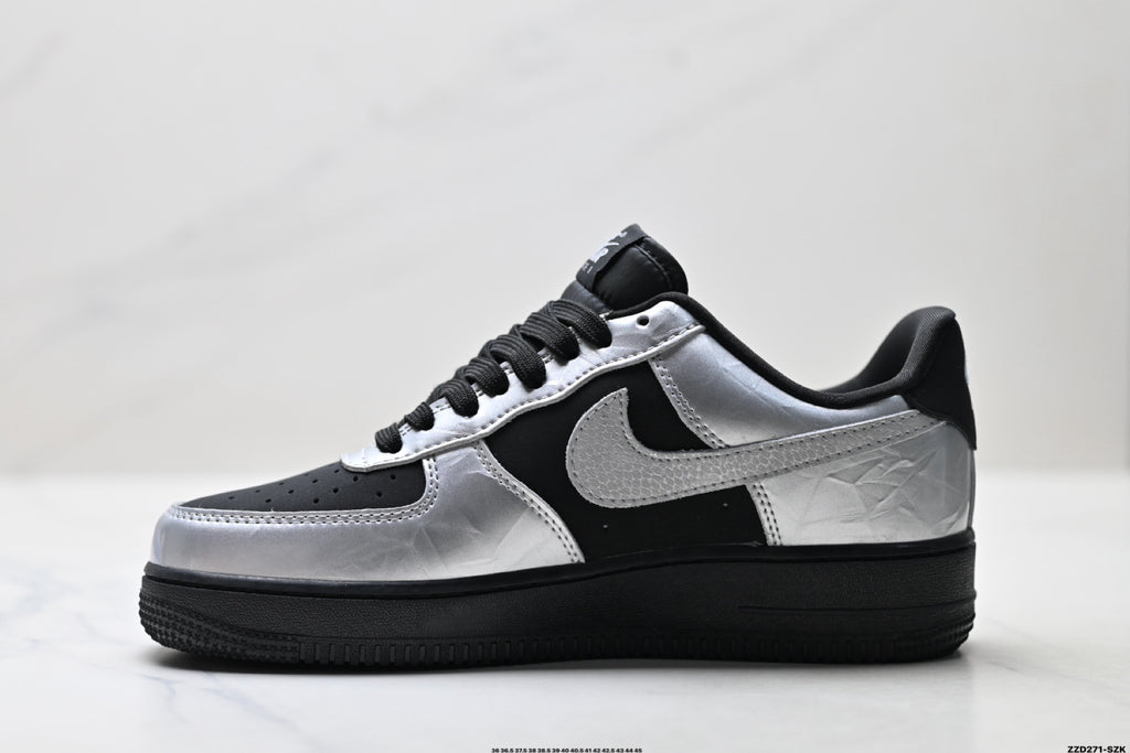 Nike Air Force 1 '07 LV8 Low-Top Sneakers – Metallic Silver/Black