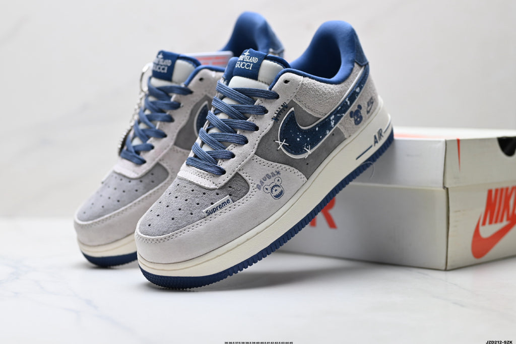 Nike Air Force 1 '07 LV8 Graphic Low-Top Sneakers – Grey/Navy