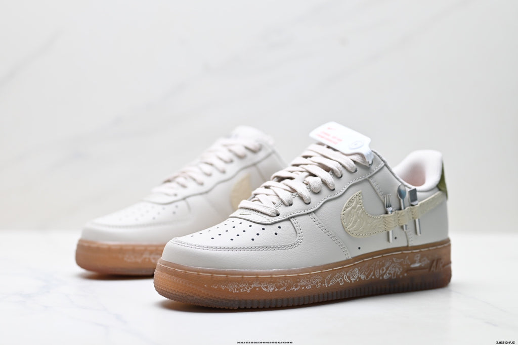 Nike Air Force 1 '07 LV8 Utility Graphic Low-Top Sneakers – White/Beige/Gum