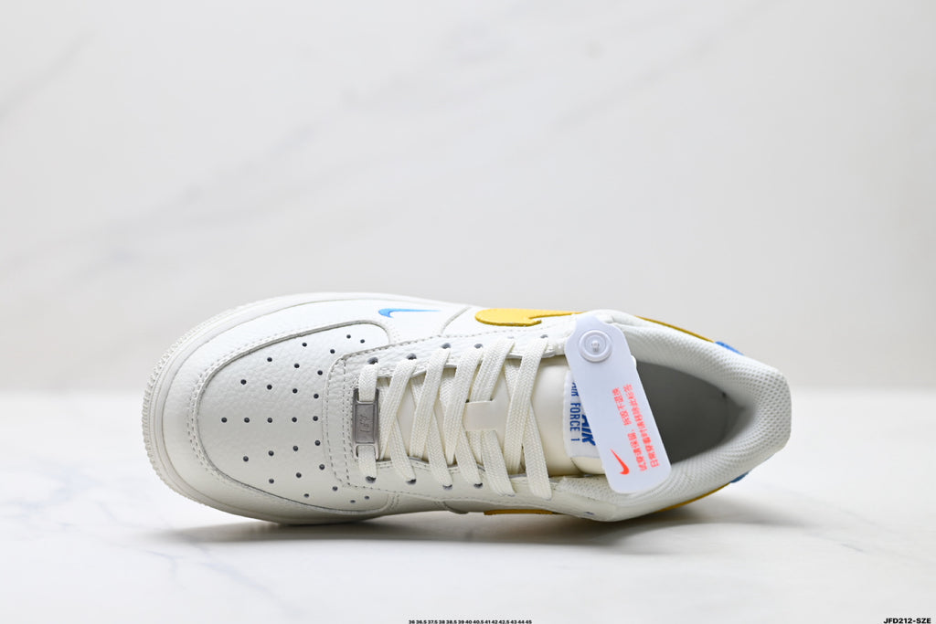 Nike Air Force 1 '07 LV8 Low-Top Sneakers – White/Yellow/Blue