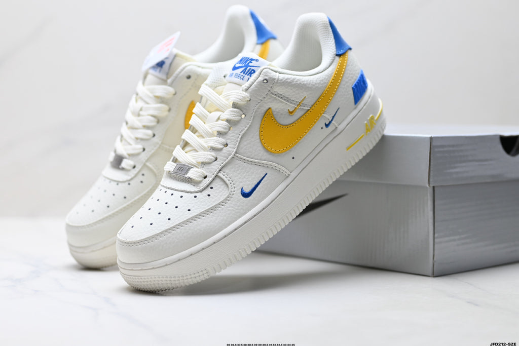 Nike Air Force 1 '07 LV8 Low-Top Sneakers – White/Yellow/Blue