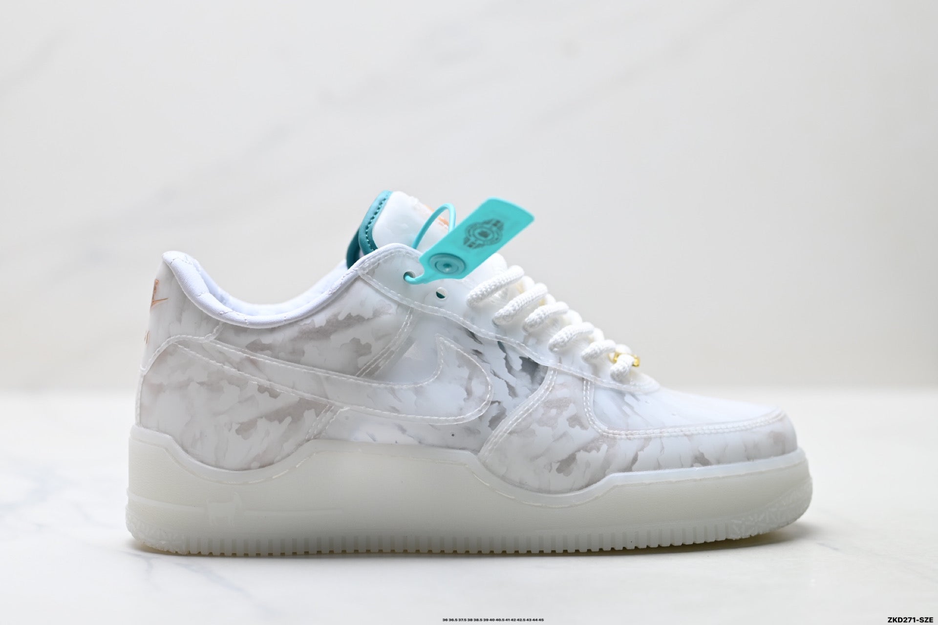Nike Air Force 1 '07 LV8 Marble Low-Top Sneakers – White/Aqua