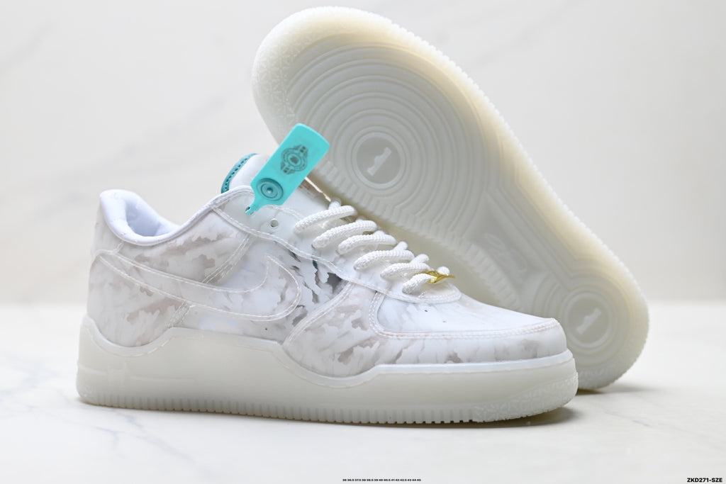 Nike Air Force 1 '07 LV8 Marble Low-Top Sneakers – White/Aqua