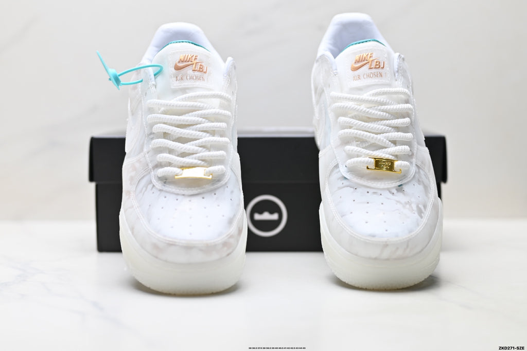 Nike Air Force 1 '07 LV8 Marble Low-Top Sneakers – White/Aqua
