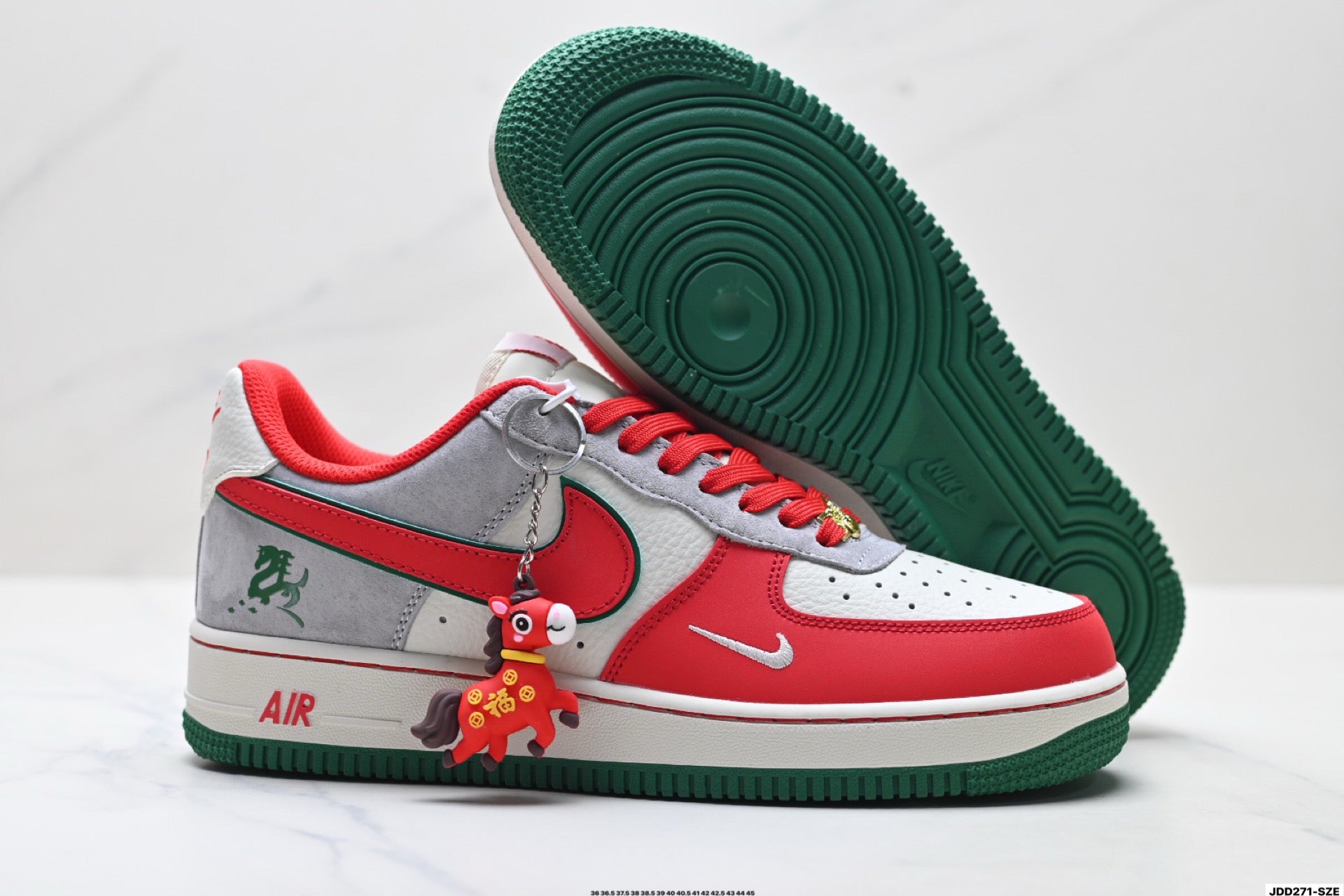 Nike Air Force 1 '07 LV8 Lunar New Year Low-Top Sneakers – Red/White/Green