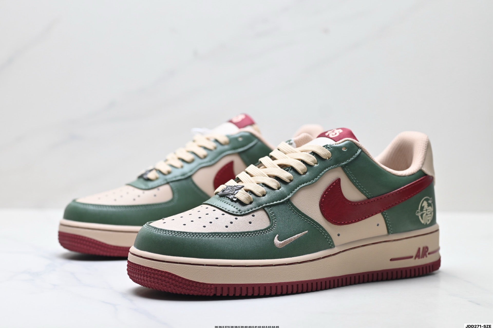 Nike Air Force 1 '07 LV8 Lunar New Year Low-Top Sneakers – Green/Burgundy