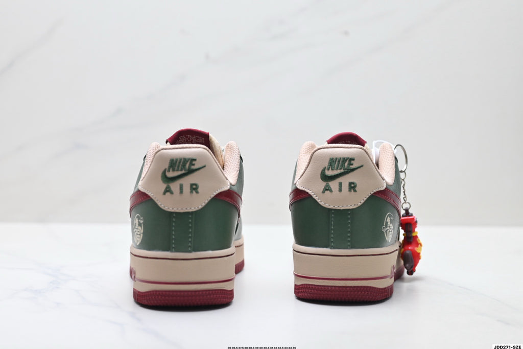 Nike Air Force 1 '07 LV8 Lunar New Year Low-Top Sneakers – Green/Burgundy