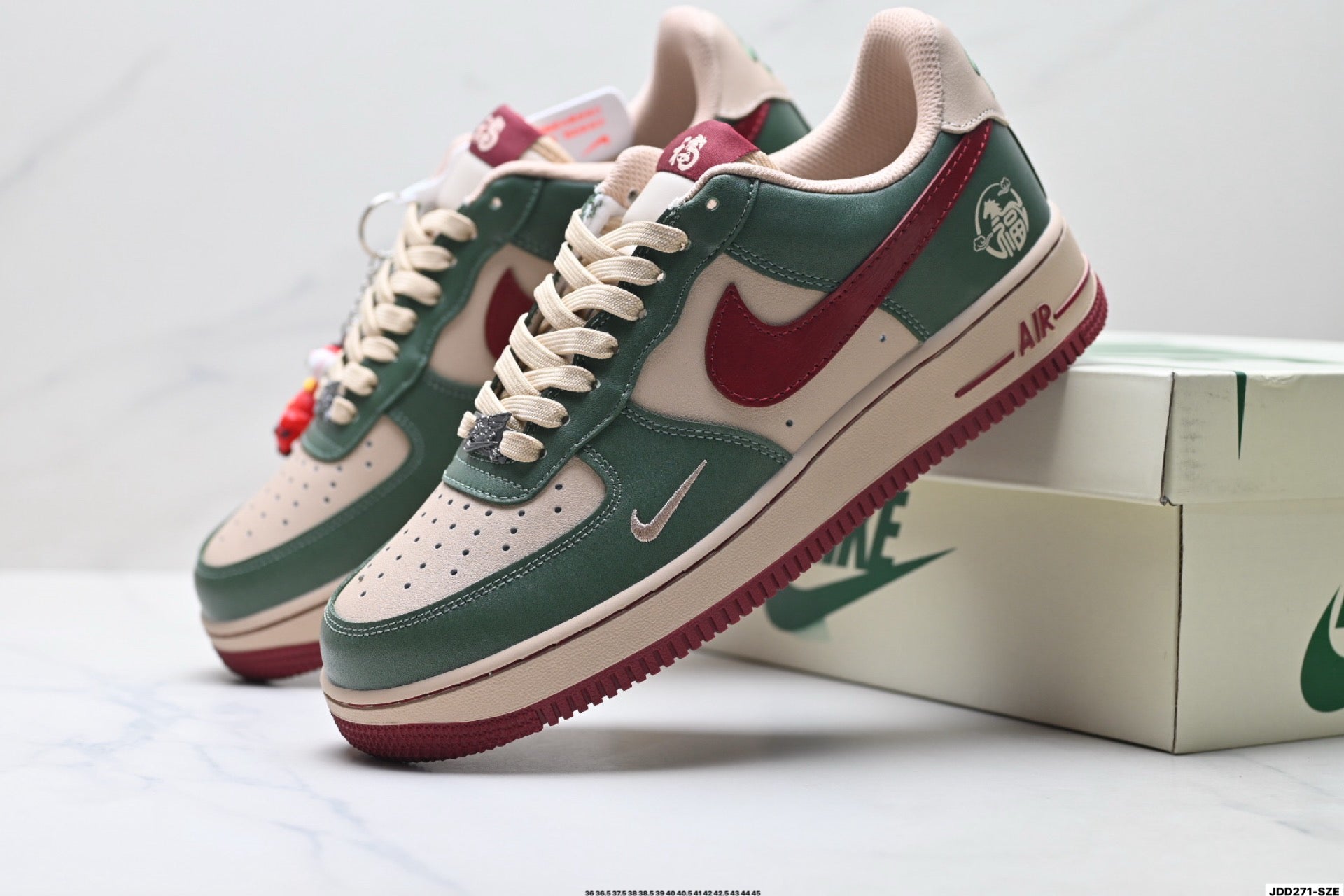 Nike Air Force 1 '07 LV8 Lunar New Year Low-Top Sneakers – Green/Burgundy