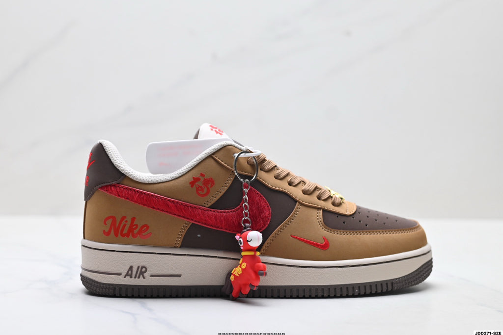 Nike Air Force 1 '07 LV8 Lunar New Year Low-Top Sneakers – Brown/Red