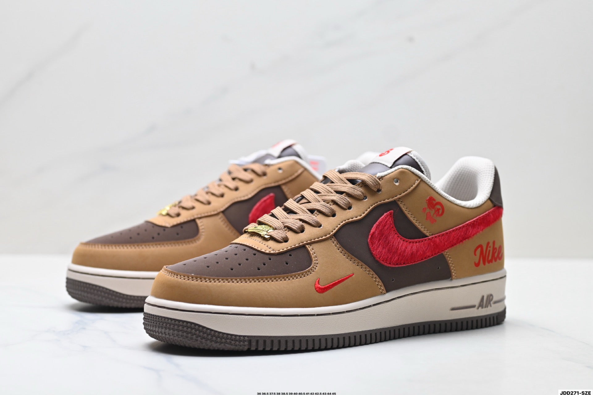 Nike Air Force 1 '07 LV8 Lunar New Year Low-Top Sneakers – Brown/Red