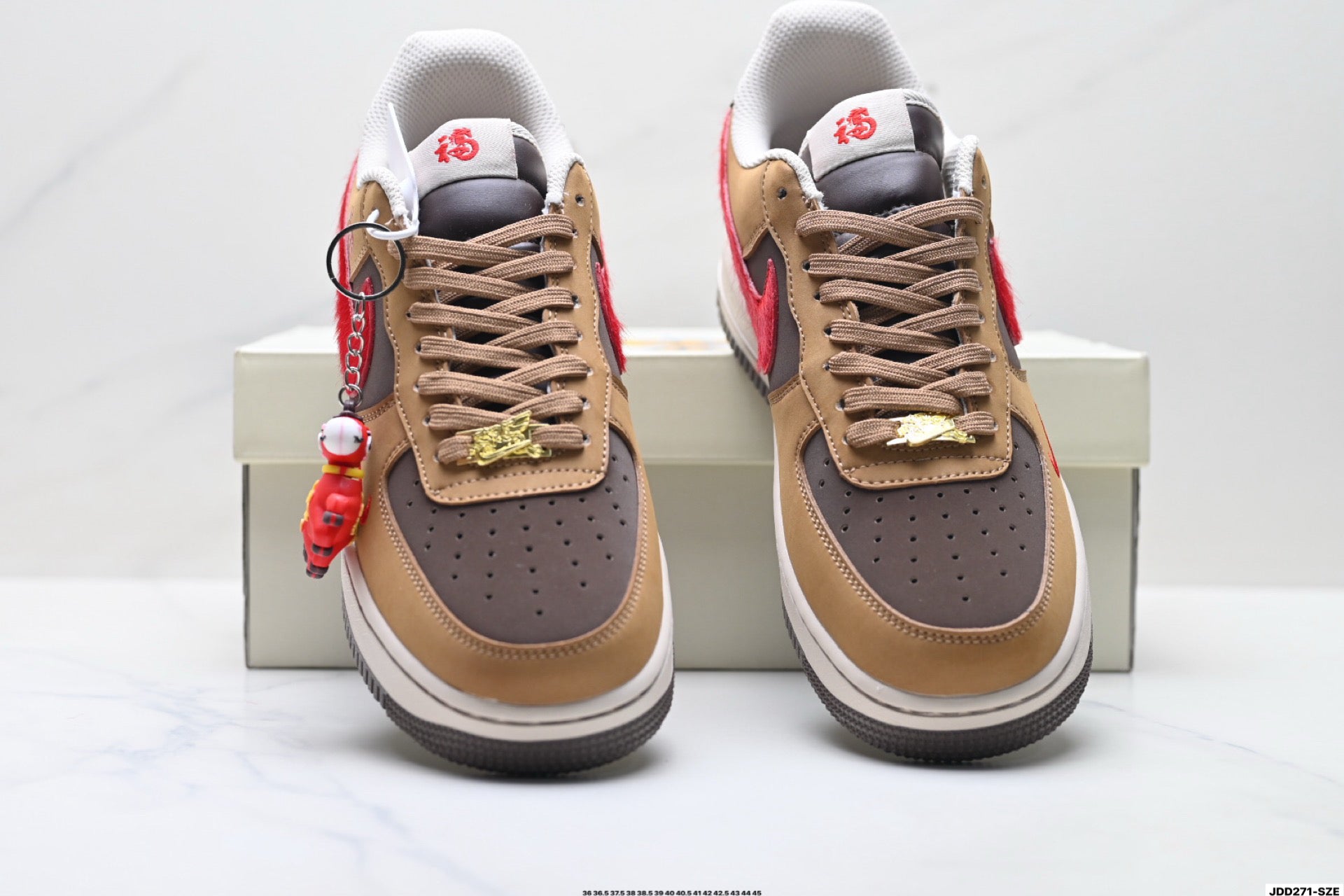Nike Air Force 1 '07 LV8 Lunar New Year Low-Top Sneakers – Brown/Red