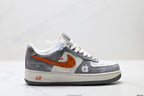 Nike Air Force 1 '07 LV8 Monogram Graphic Low-Top Sneakers – Grey/Orange
