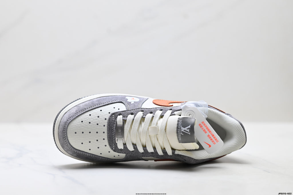 Nike Air Force 1 '07 LV8 Monogram Graphic Low-Top Sneakers – Grey/Orange