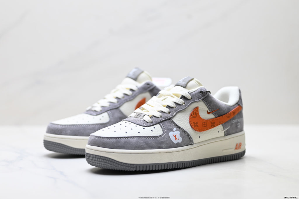 Nike Air Force 1 '07 LV8 Monogram Graphic Low-Top Sneakers – Grey/Orange