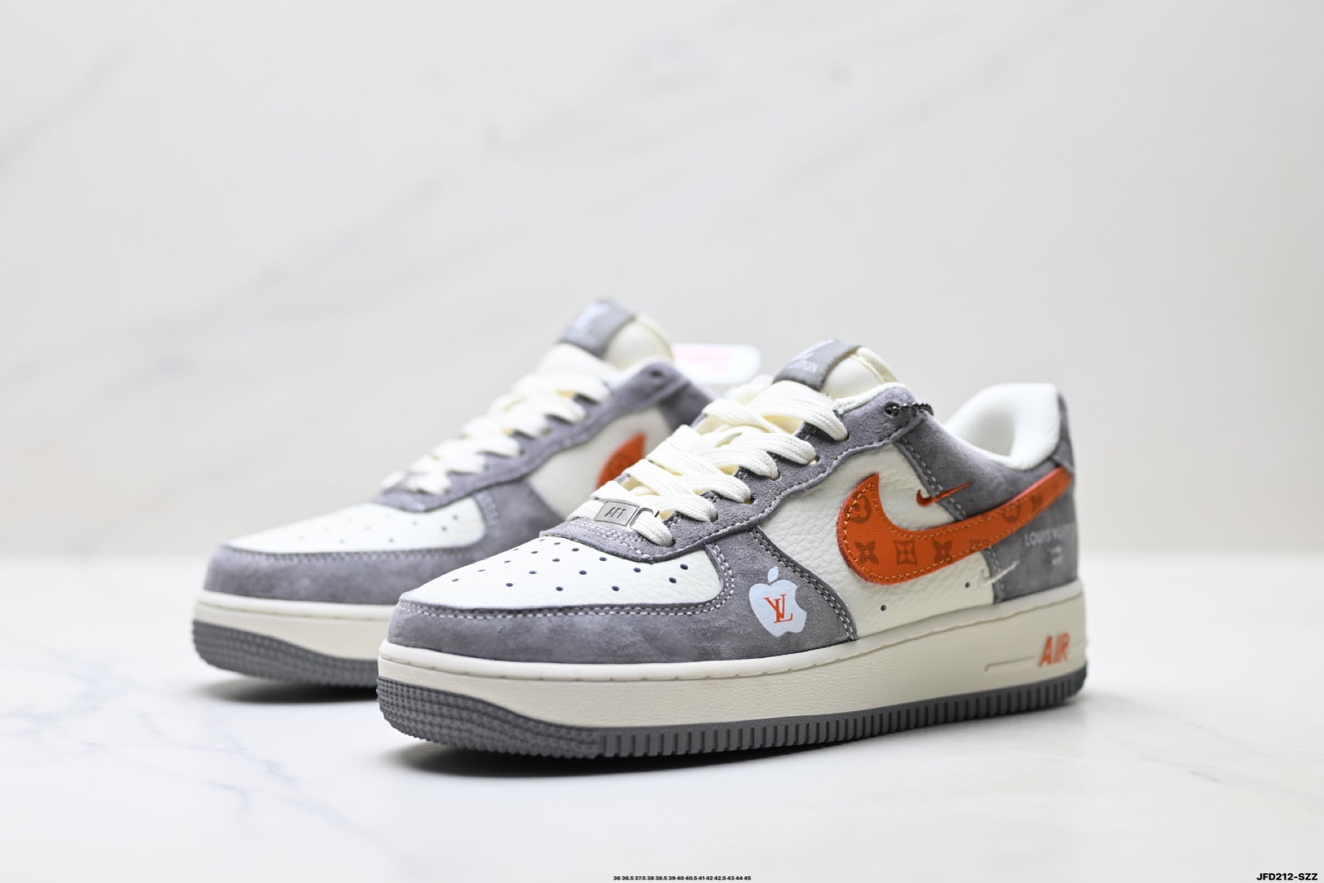 Nike Air Force 1 '07 LV8 Monogram Graphic Low-Top Sneakers – Grey/Orange