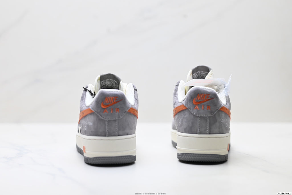 Nike Air Force 1 '07 LV8 Monogram Graphic Low-Top Sneakers – Grey/Orange