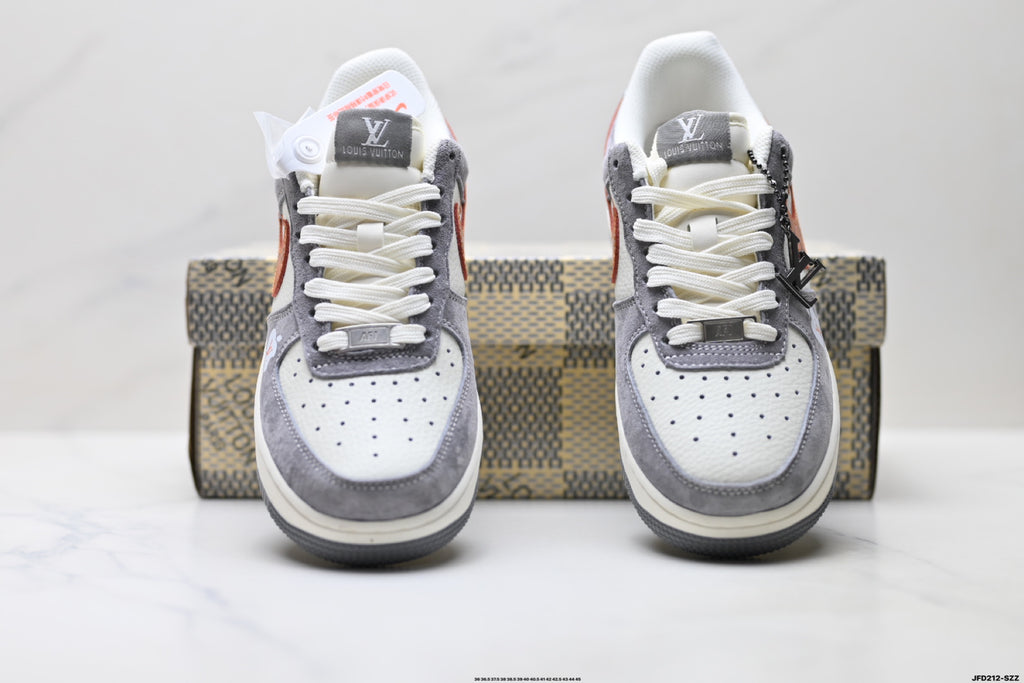 Nike Air Force 1 '07 LV8 Monogram Graphic Low-Top Sneakers – Grey/Orange