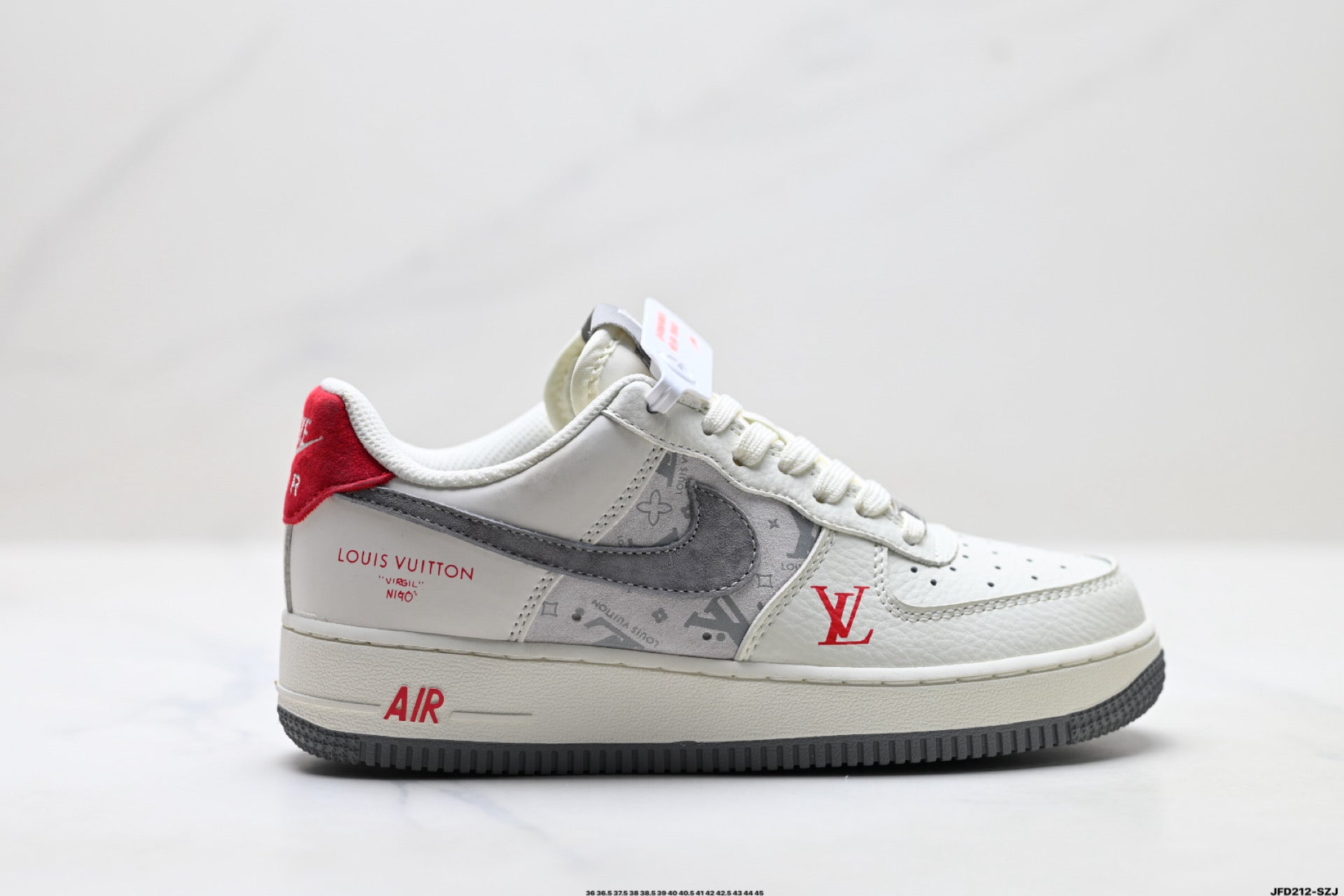 Nike Air Force 1 '07 LV8 Monogram Graphic Low-Top Sneakers – White/Grey/Red