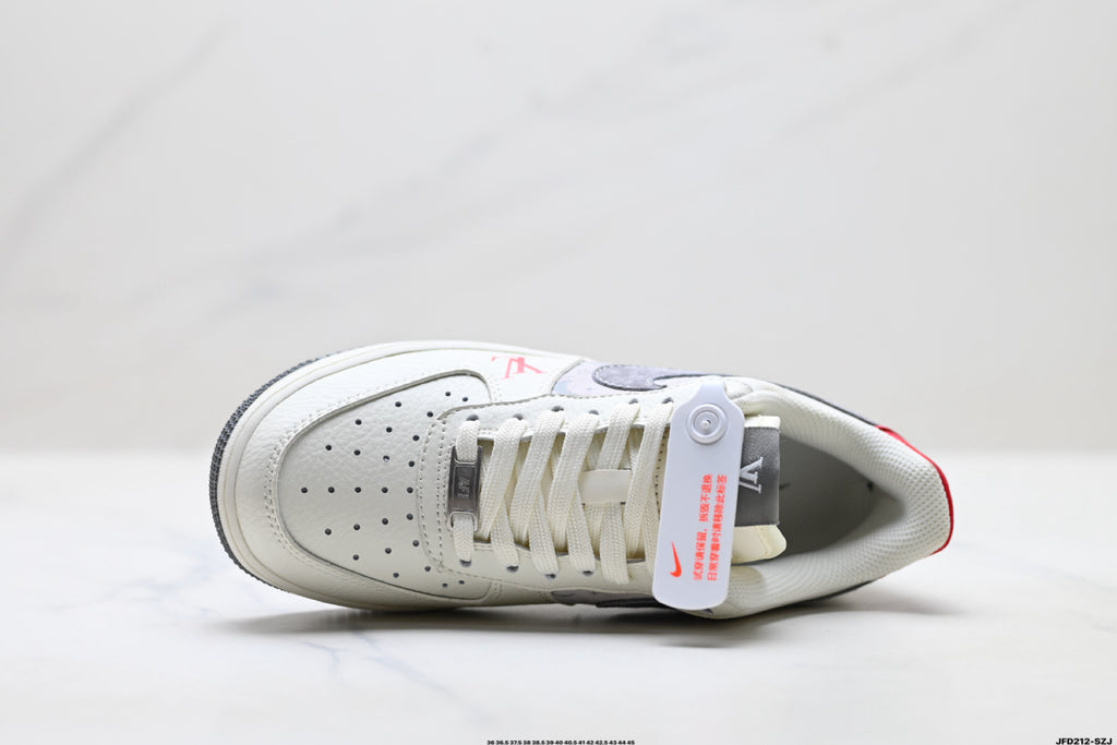 Nike Air Force 1 '07 LV8 Monogram Graphic Low-Top Sneakers – White/Grey/Red