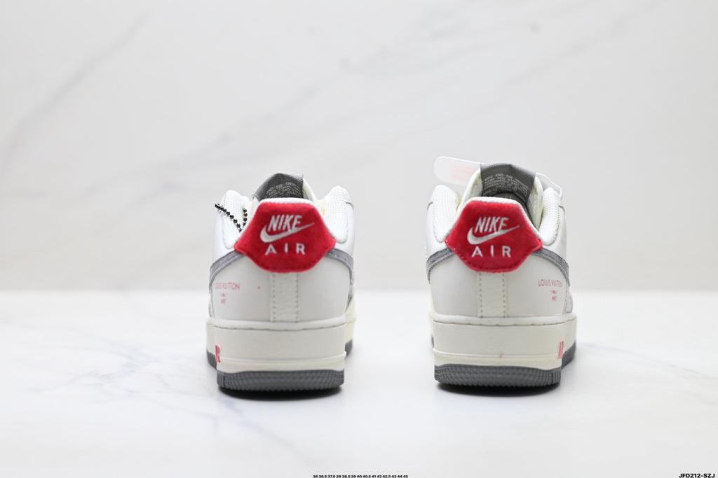 Nike Air Force 1 '07 LV8 Monogram Graphic Low-Top Sneakers – White/Grey/Red