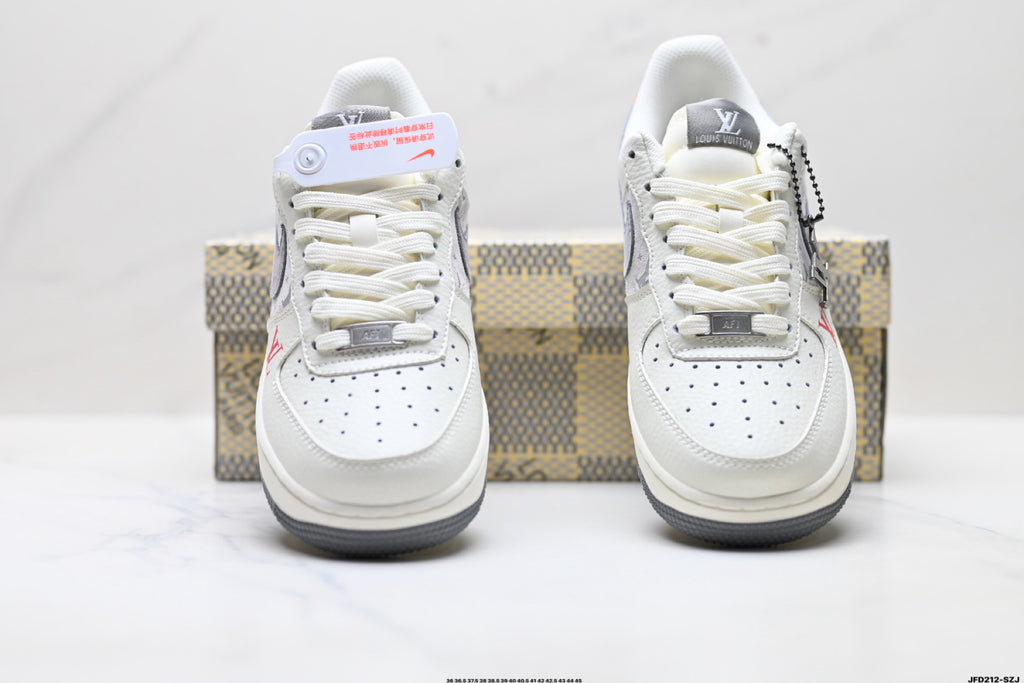 Nike Air Force 1 '07 LV8 Monogram Graphic Low-Top Sneakers – White/Grey/Red
