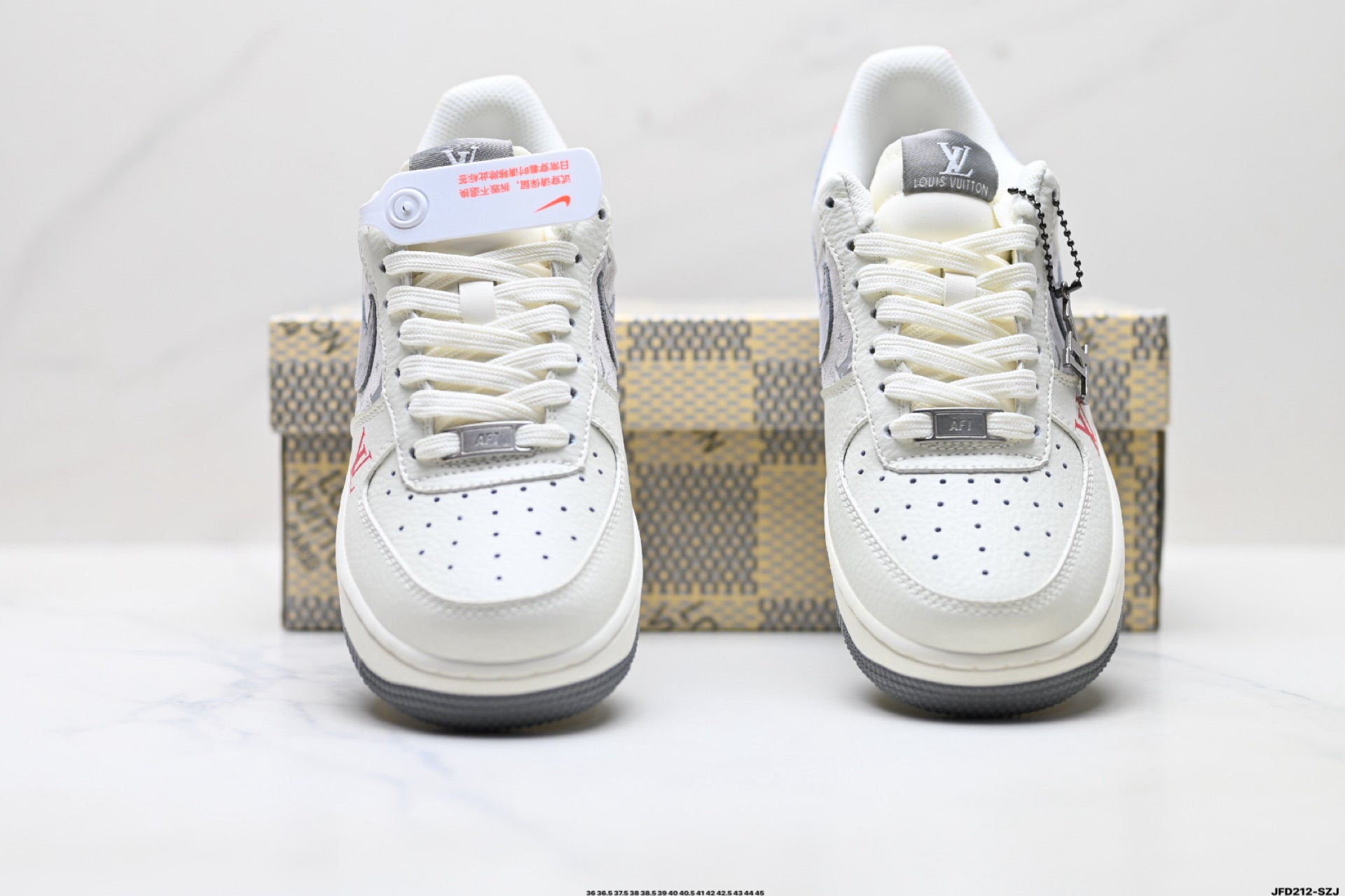 Nike Air Force 1 '07 LV8 Monogram Graphic Low-Top Sneakers – White/Grey/Red