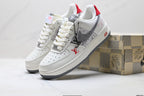 Nike Air Force 1 '07 LV8 Monogram Graphic Low-Top Sneakers – White/Grey/Red