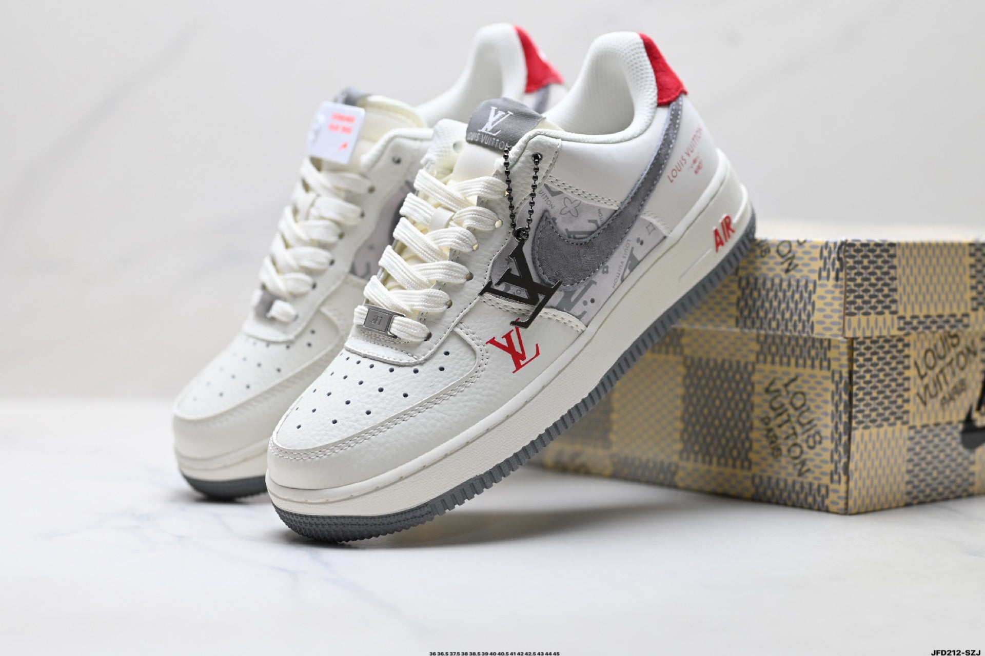 Nike Air Force 1 '07 LV8 Monogram Graphic Low-Top Sneakers – White/Grey/Red