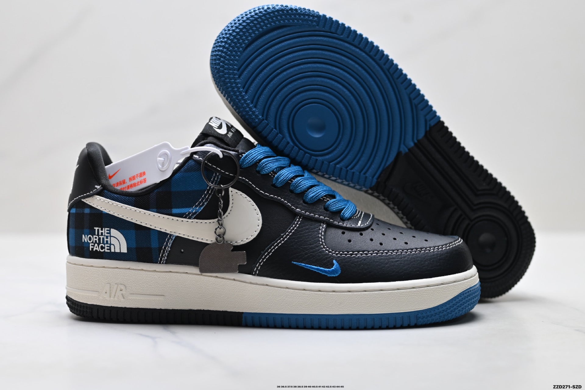 Nike Air Force 1 '07 LV8 Plaid Graphic Low-Top Sneakers – Black/Blue