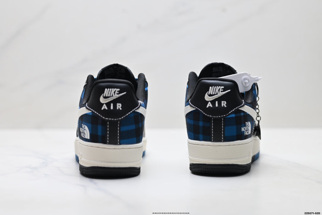 Nike Air Force 1 '07 LV8 Plaid Graphic Low-Top Sneakers – Black/Blue