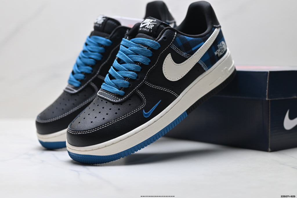 Nike Air Force 1 '07 LV8 Plaid Graphic Low-Top Sneakers – Black/Blue