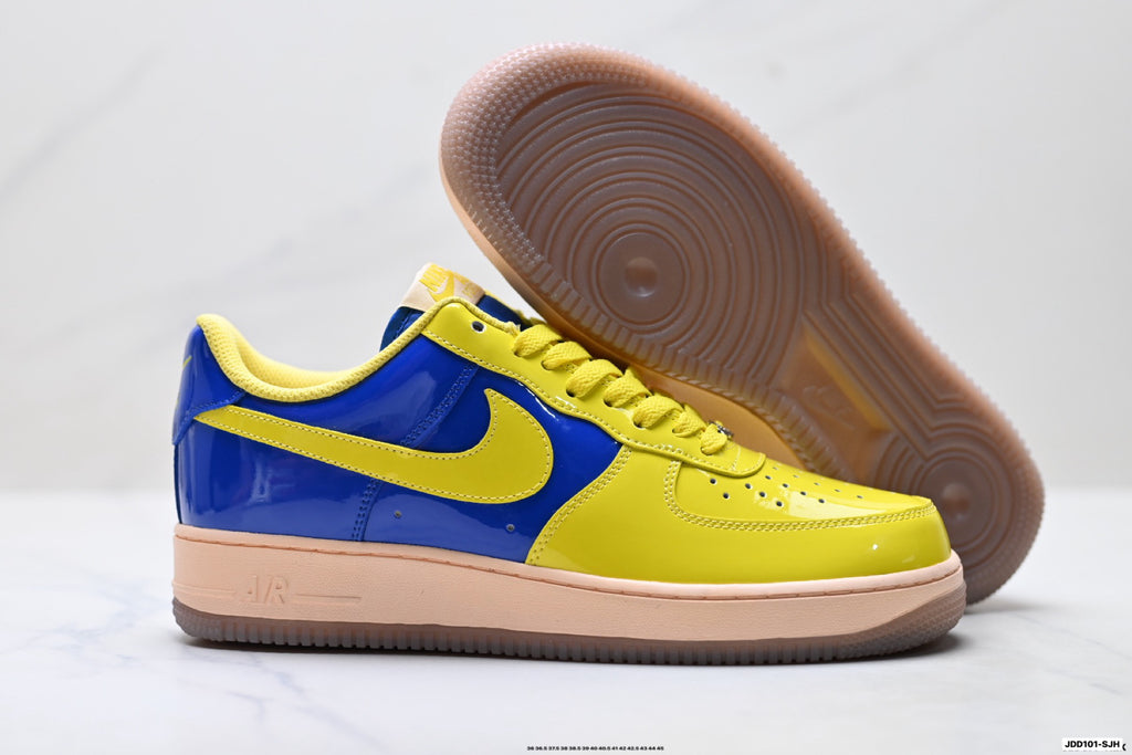 Nike Air Force 1 '07 LV8 Patent Low-Top Sneakers – Royal Blue/Yellow