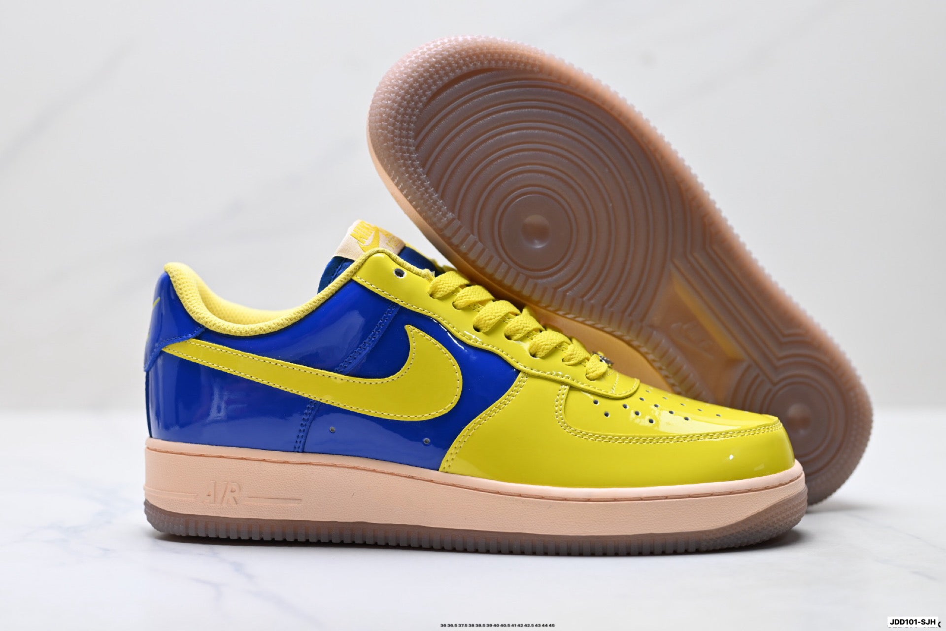 Nike Air Force 1 '07 LV8 Patent Low-Top Sneakers – Royal Blue/Yellow