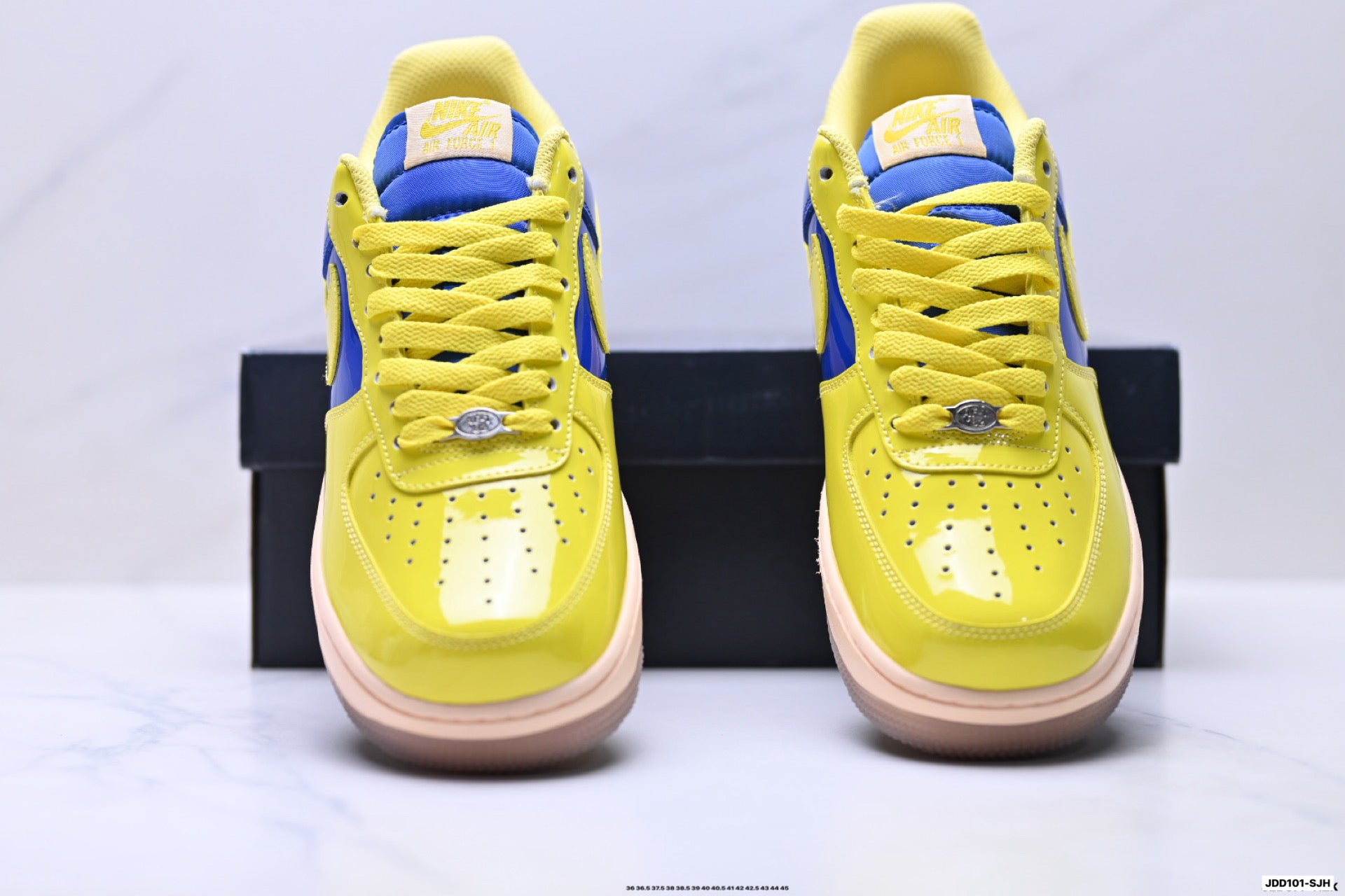 Nike Air Force 1 '07 LV8 Patent Low-Top Sneakers – Royal Blue/Yellow