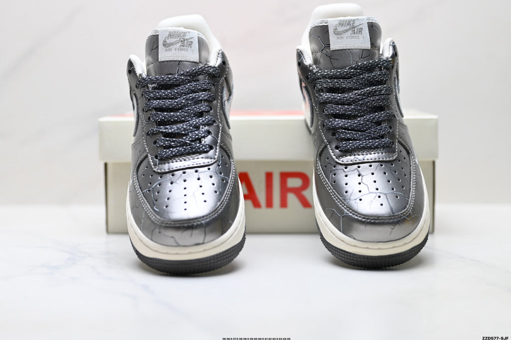 Nike Air Force 1 '07 LV8 Cracked Graphic Low-Top Sneakers – Metallic Grey