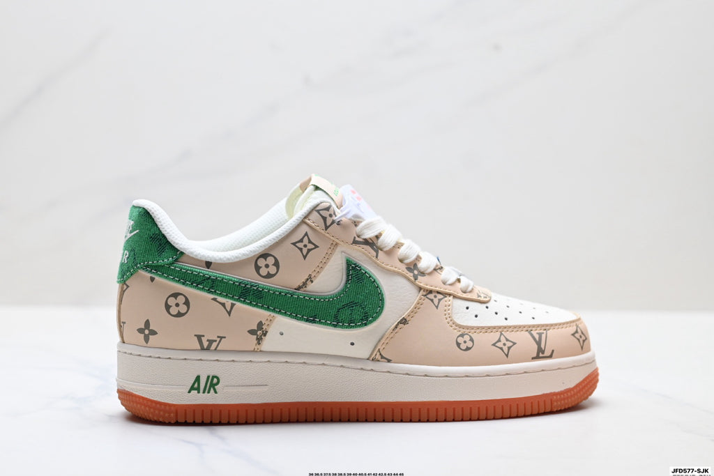 Nike Air Force 1 '07 LV8 Monogram Graphic Low-Top Sneakers – Beige/Green