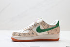 Nike Air Force 1 '07 LV8 Monogram Graphic Low-Top Sneakers – Beige/Green
