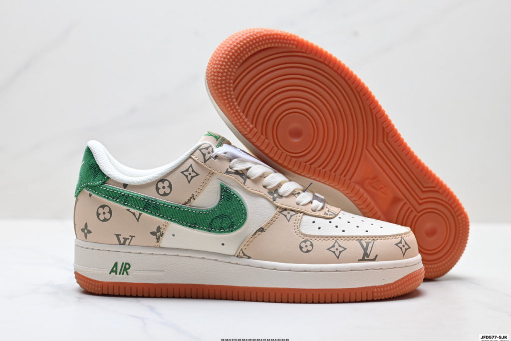 Nike Air Force 1 '07 LV8 Monogram Graphic Low-Top Sneakers – Beige/Green