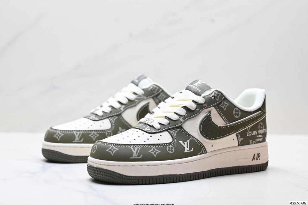Nike Air Force 1 '07 LV8 Monogram Graphic Low-Top Sneakers – Olive/White